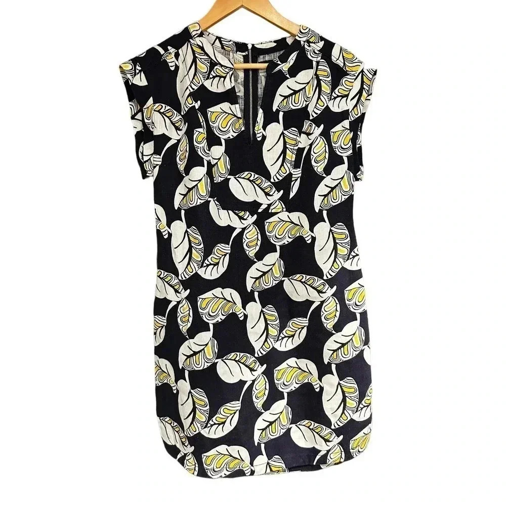 J. Crew Women's Blue Short Sleeves V-Neck Back Zip Mini Dress Size Small